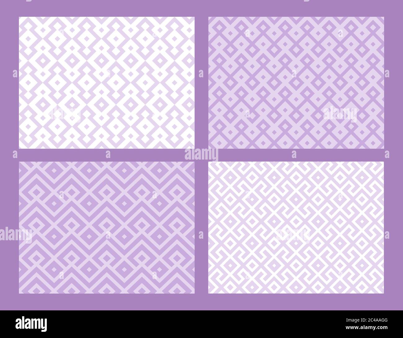 Abstract geometric seamless pattern collection. Purple color. Vector background. Stock Vector