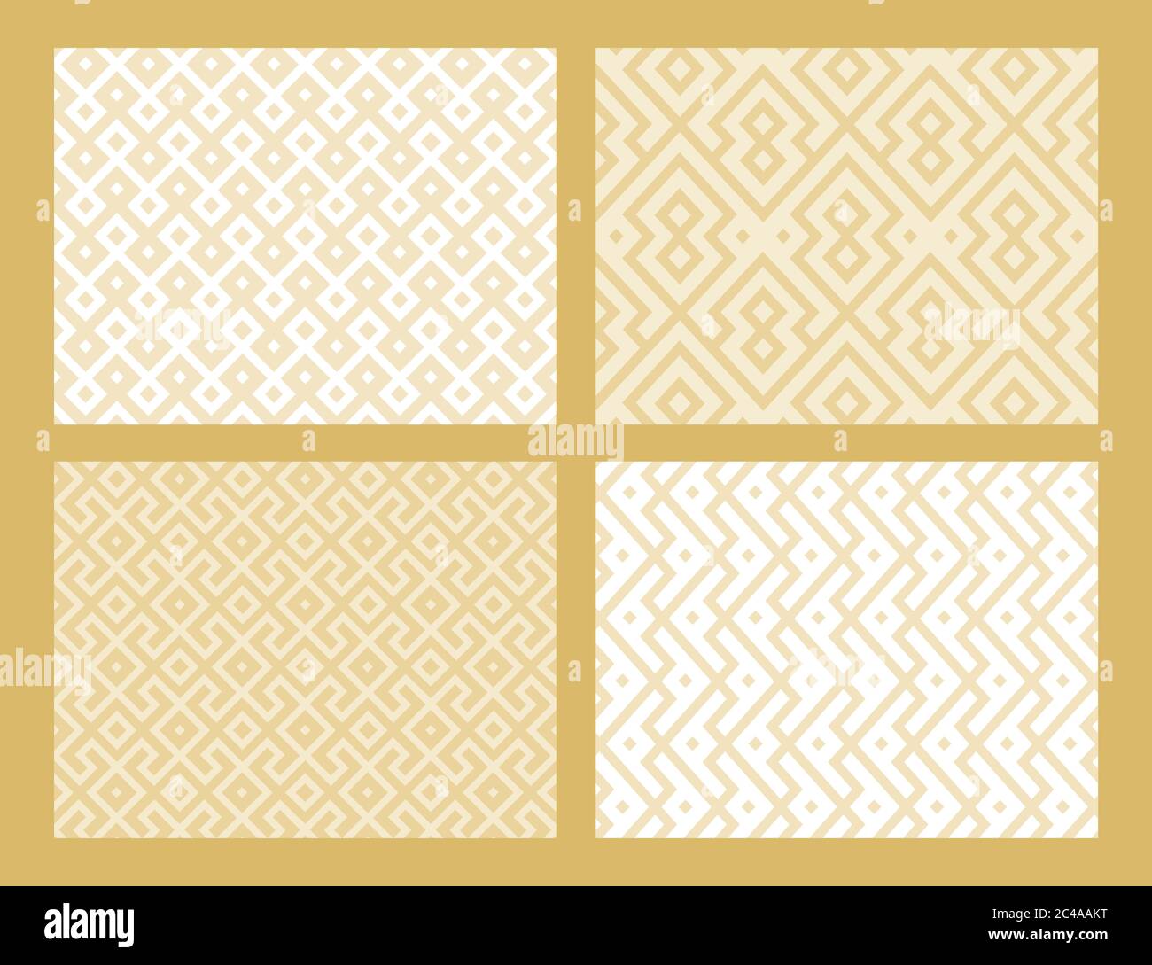 Abstract geometric seamless pattern collection. Golden color. Vector ...