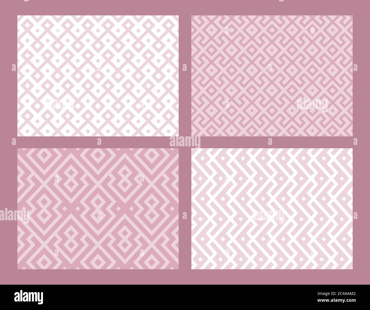 Abstract geometric seamless pattern collection. Pastel pink color. Vector background. Stock Vector