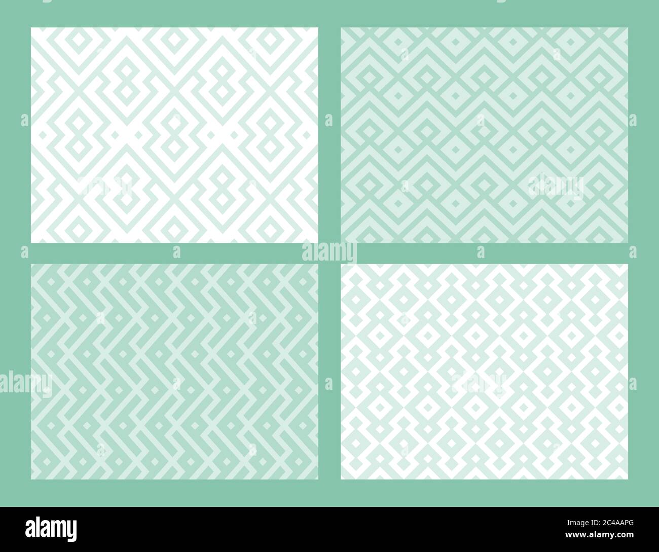 Abstract geometric seamless pattern collection. Green color. Vector background. Stock Vector