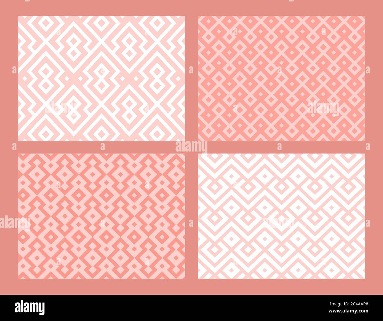 Abstract geometric seamless pattern collection. Orange color. Vector background. Stock Vector