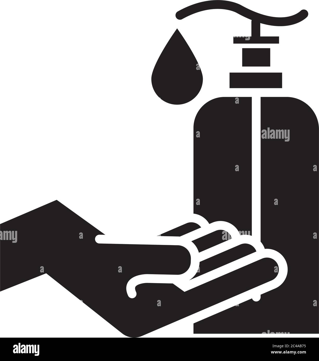 hand with antibacterial soap bottle silhouette icon vector illustration ...