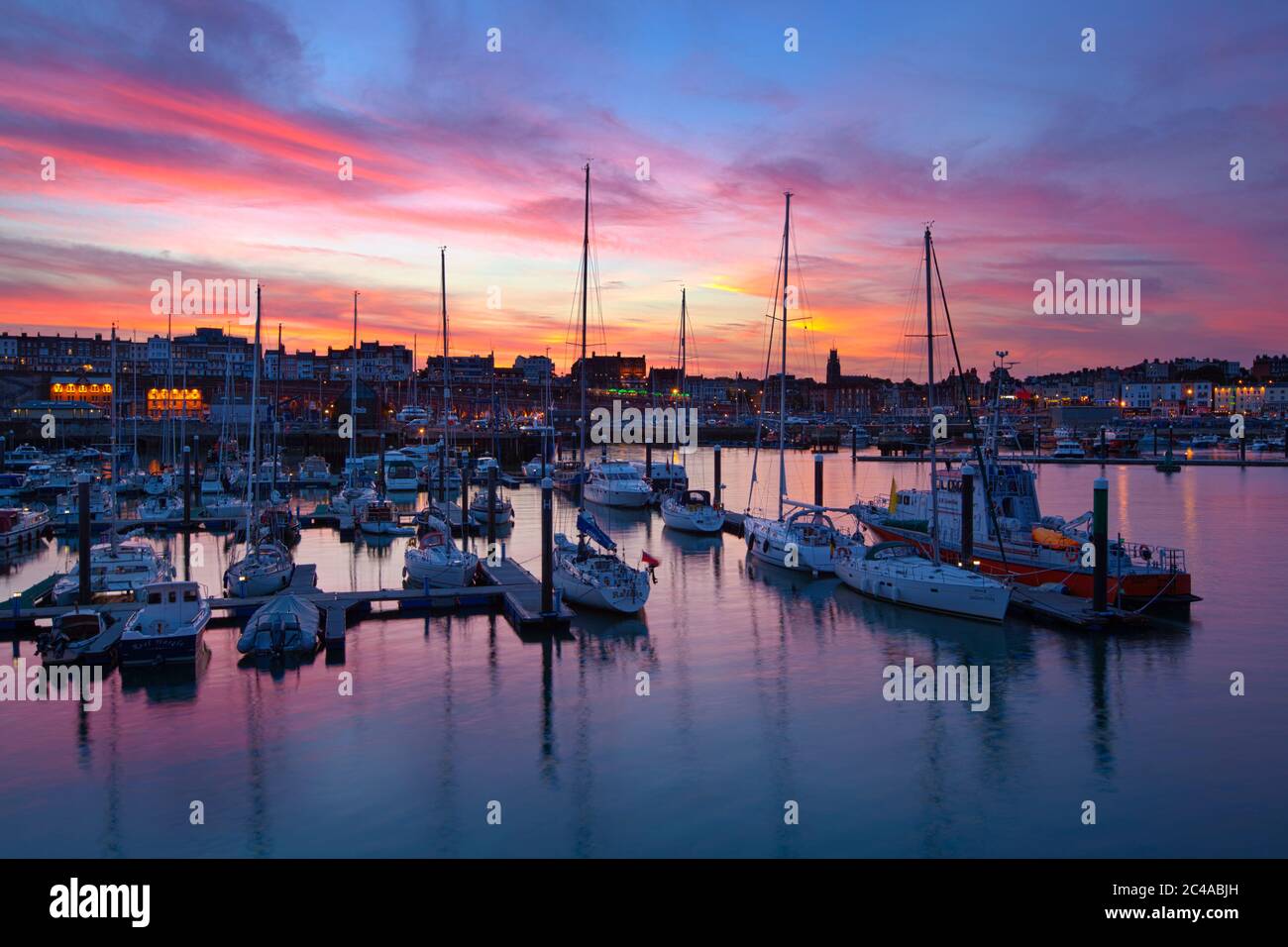 The harbour at sunset, Ramsgate, Kent, England, United Kingdom, Europe Stock Photo