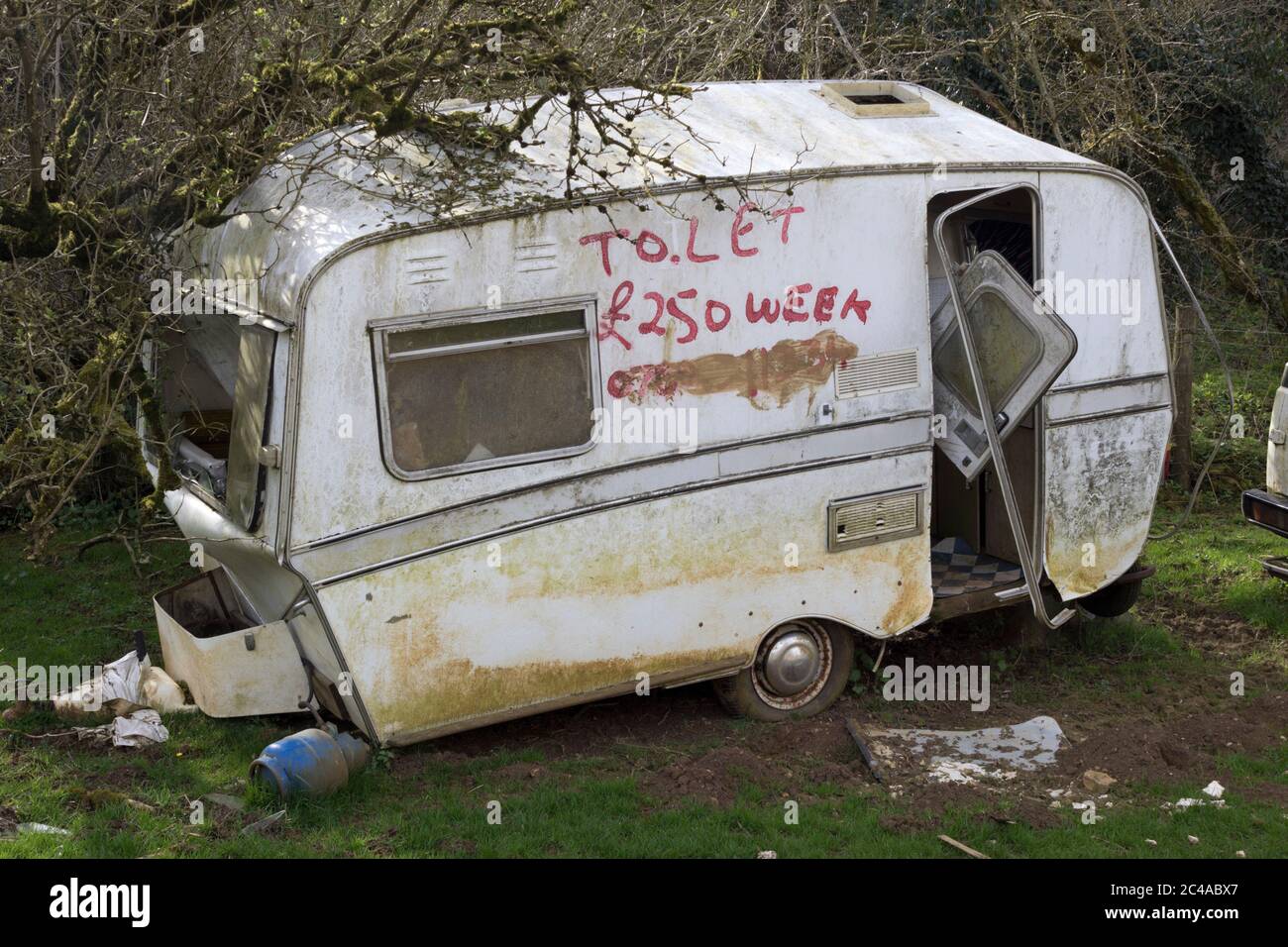 Ruined caravan Stock Photo