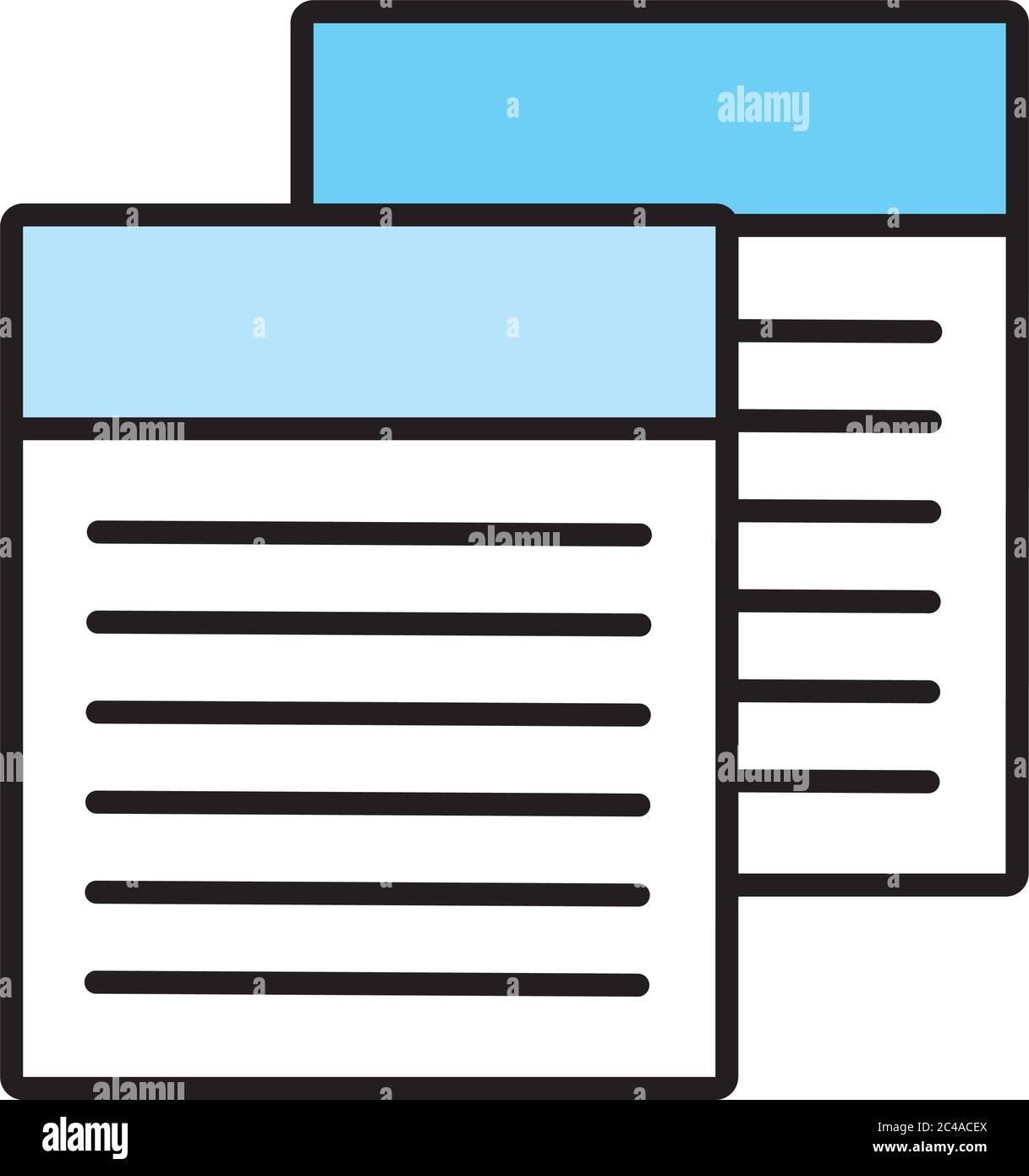 papers documents with text line and fill style icon vector illustration ...