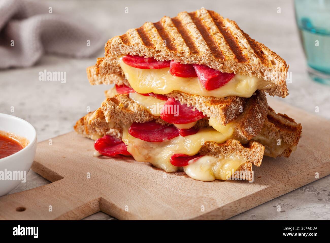 grilled salami and cheese sandwich Stock Photo Alamy