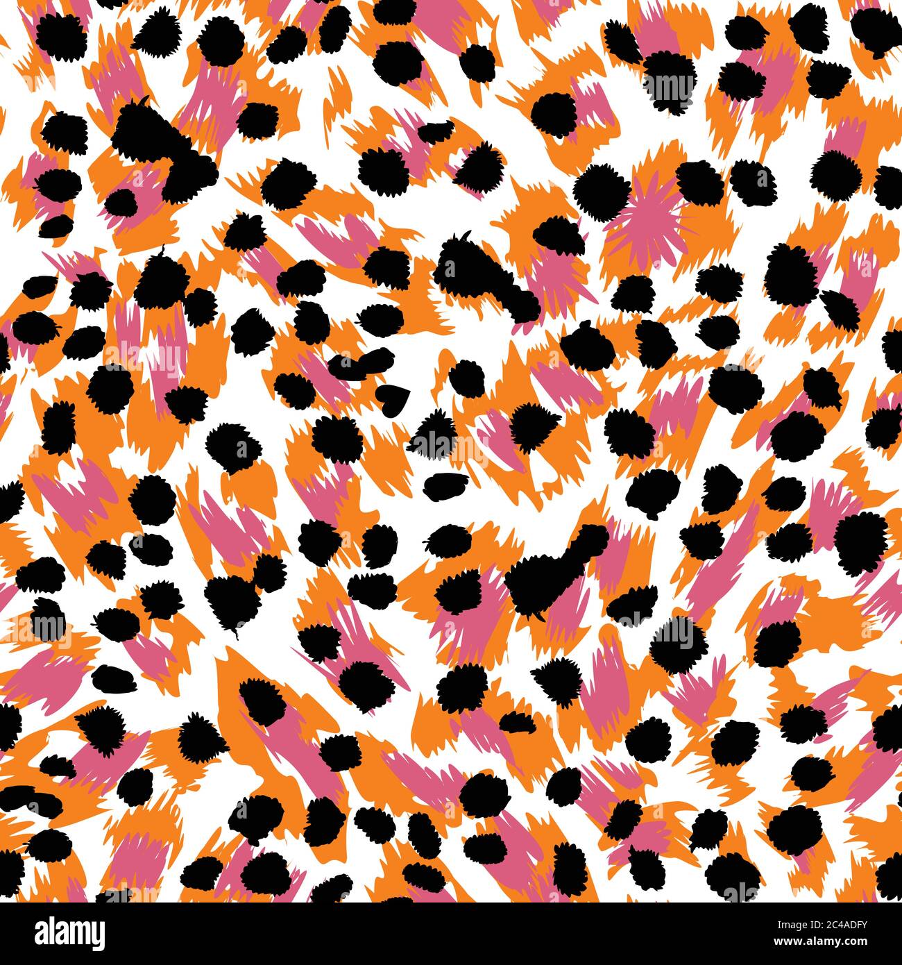 fantasy seamless pattern with black and orange dotted on white background Stock Vector