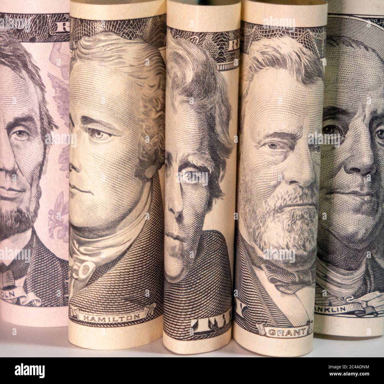Portraits of presidents on dollars. US dollars background Stock Photo ...