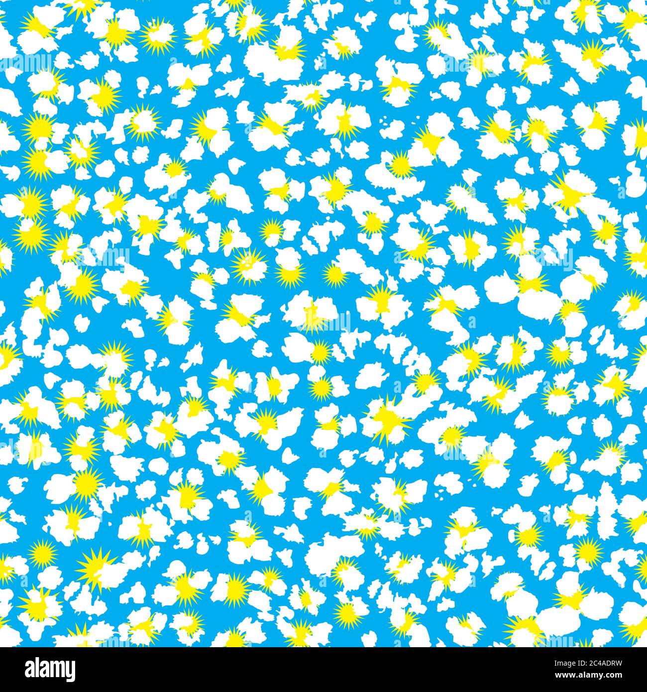 fantasy seamless pattern with yellow and white dotted on light blue background Stock Vector