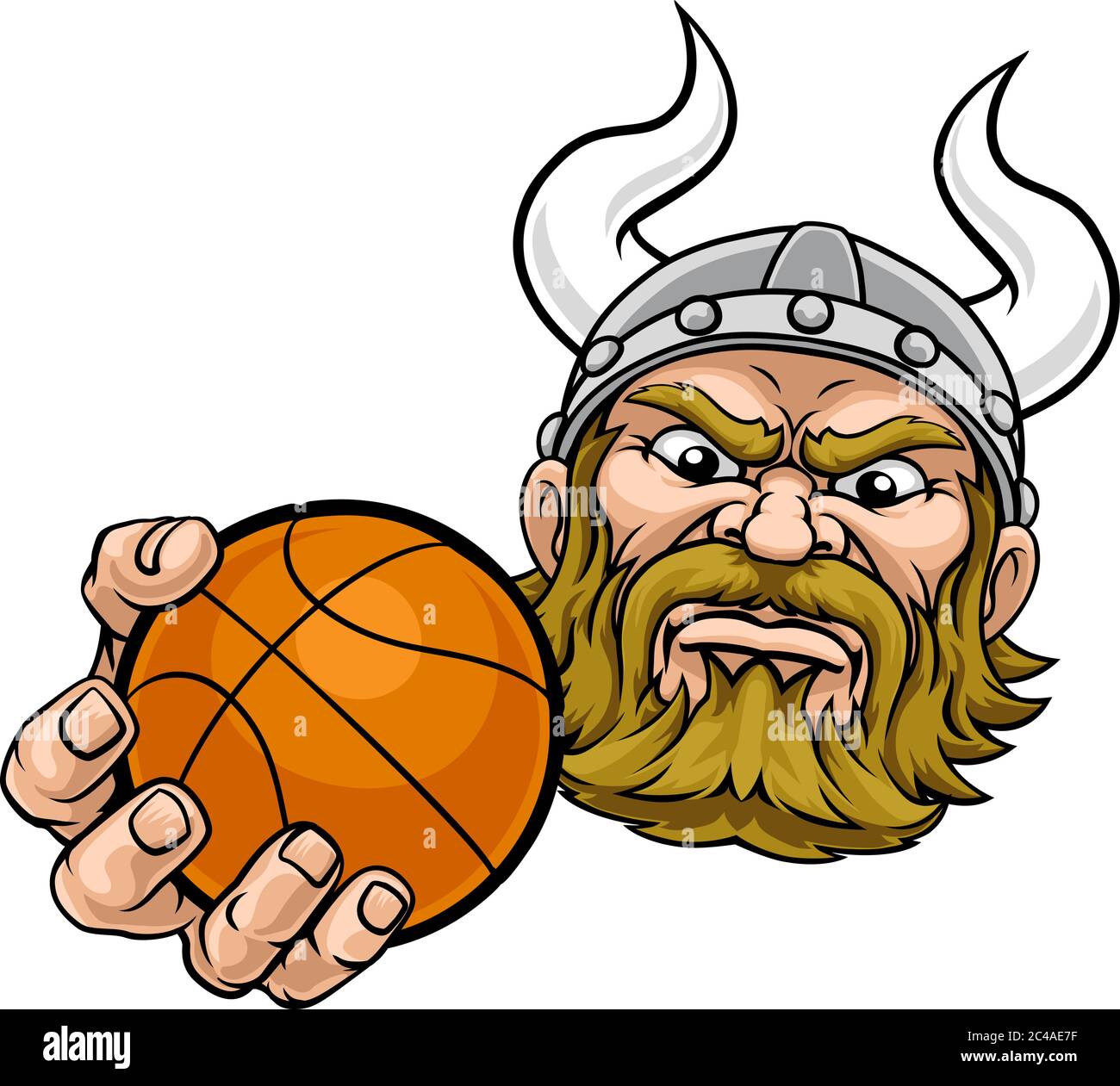 Viking Basketball Ball Sports Mascot Cartoon Stock Vector