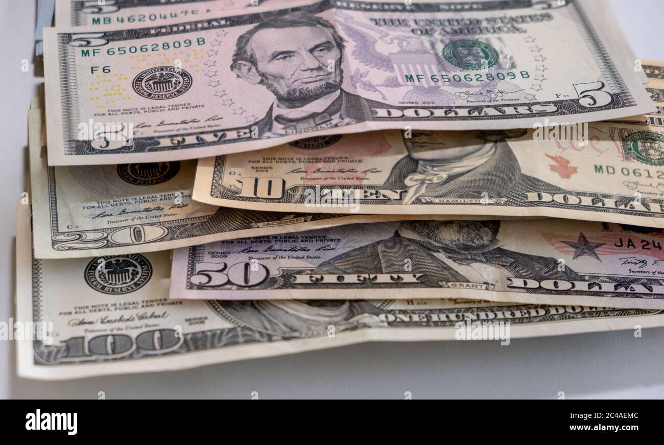 Dollars Closeup Concept. American Dollars Cash Money. One Hundred 