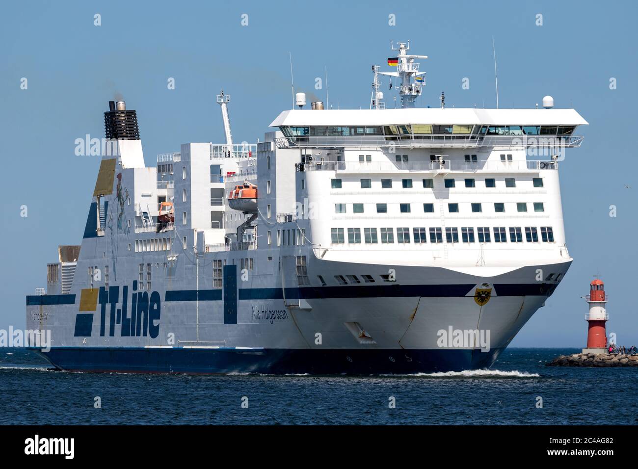 TT-Line ferry NILS HOLGERSSON inbound Rostock Stock Photo