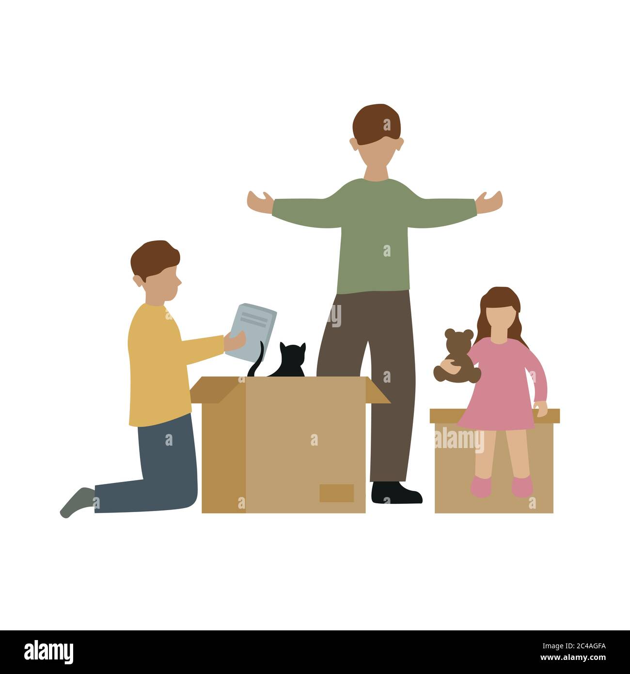 family packs boxes when moving vector illustration EPS10 Stock Vector