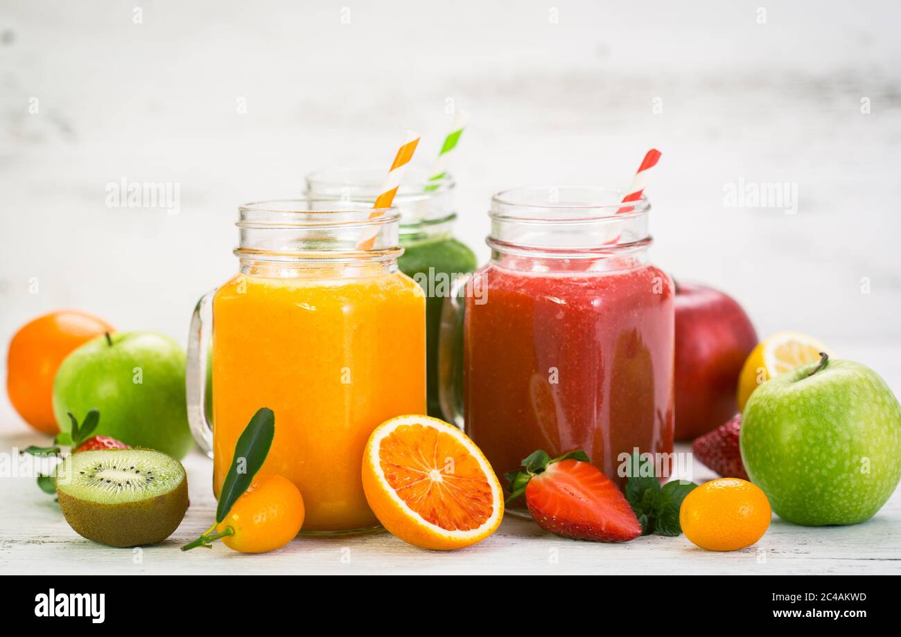 Healthy fruit and vegetable smoothies Stock Photo - Alamy