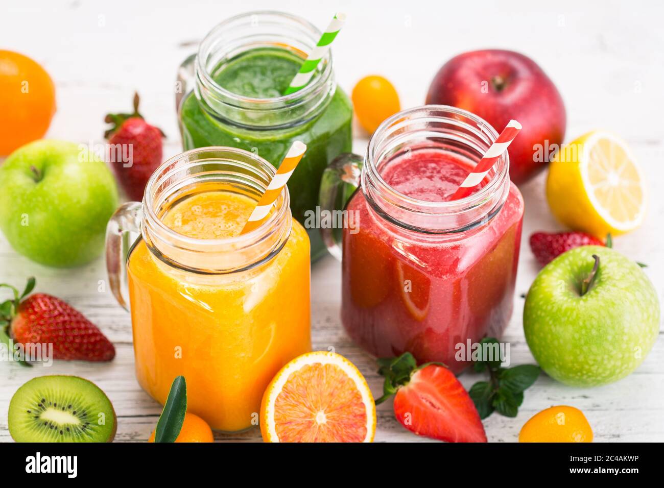 Healthy fruit and vegetable smoothies Stock Photo - Alamy