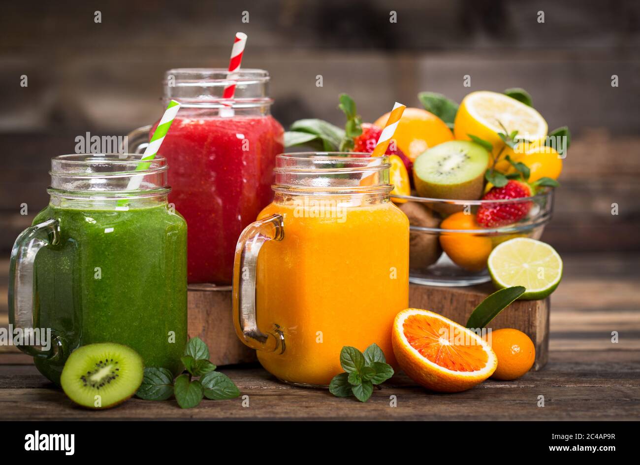 Healthy fruit and vegetable smoothies Stock Photo - Alamy