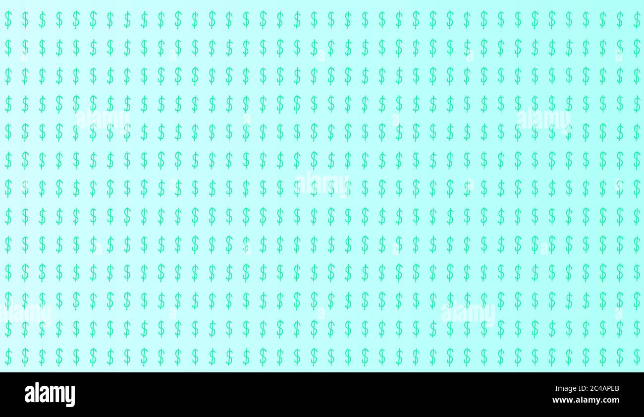 Seamless pattern of the azure symbols of dollar currency on green ...