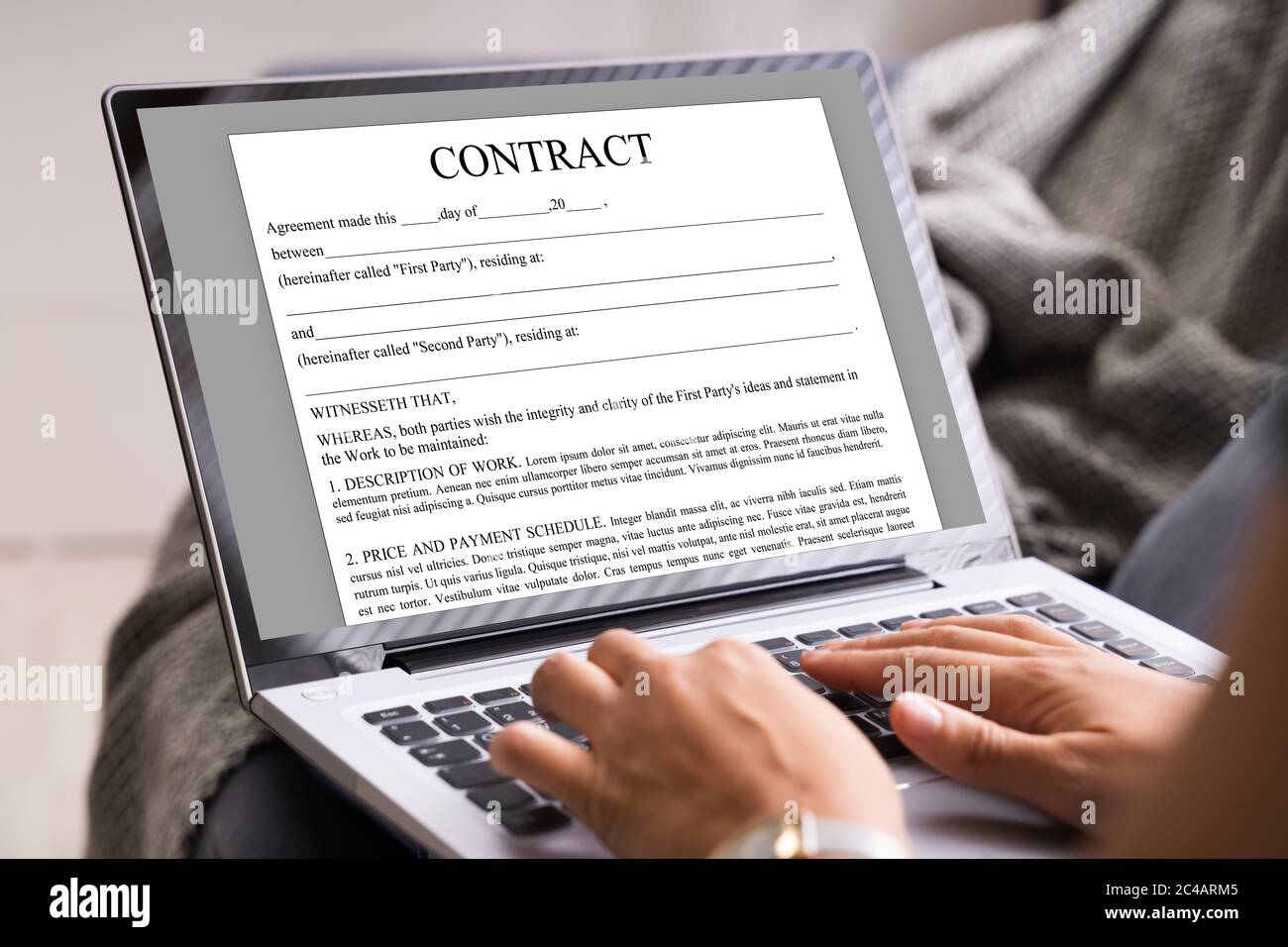 Employee Reading Job Contract. Legal And Law Stock Photo