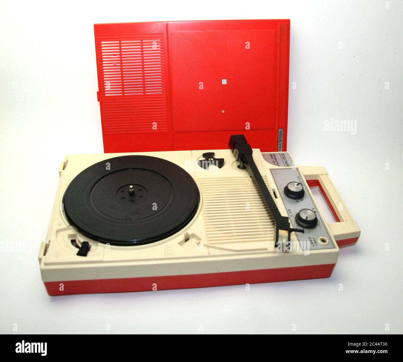 Tourne disque de marque Columbia ouvert fabrique en chine vers 1970 / Columbia open record player made in China around 1970 Stock Photo