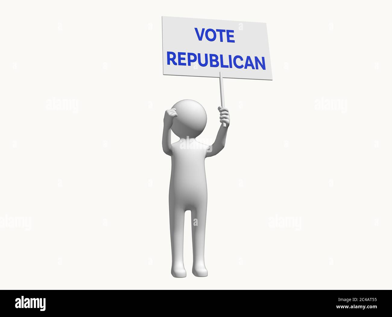 Anonymous 3D character with sign supporting vote Republican vote Republican sign vote Republican placard. voting choice Stock Photo