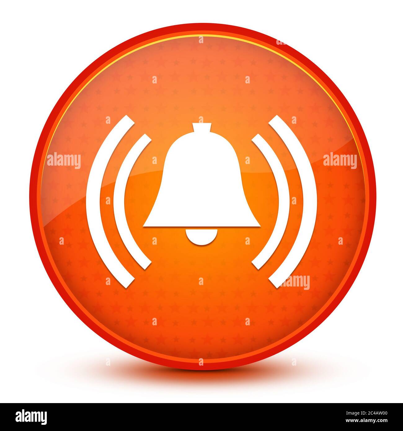Alarm icon isolated on glossy star orange round button illustration Stock Photo