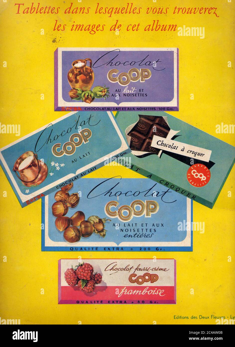 Carton publicitaire Coop chocolats  vers 1950 / Coop chocolates advertising card circa 1950 Stock Photo