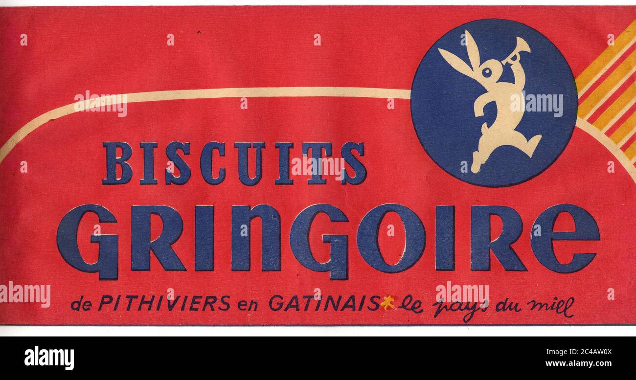 Calot papier biscuits Gringoire vers 1950 avec le lapin Gringo / Gringoire cookie paper cap around 1950 with the Gringo rabbit Stock Photo