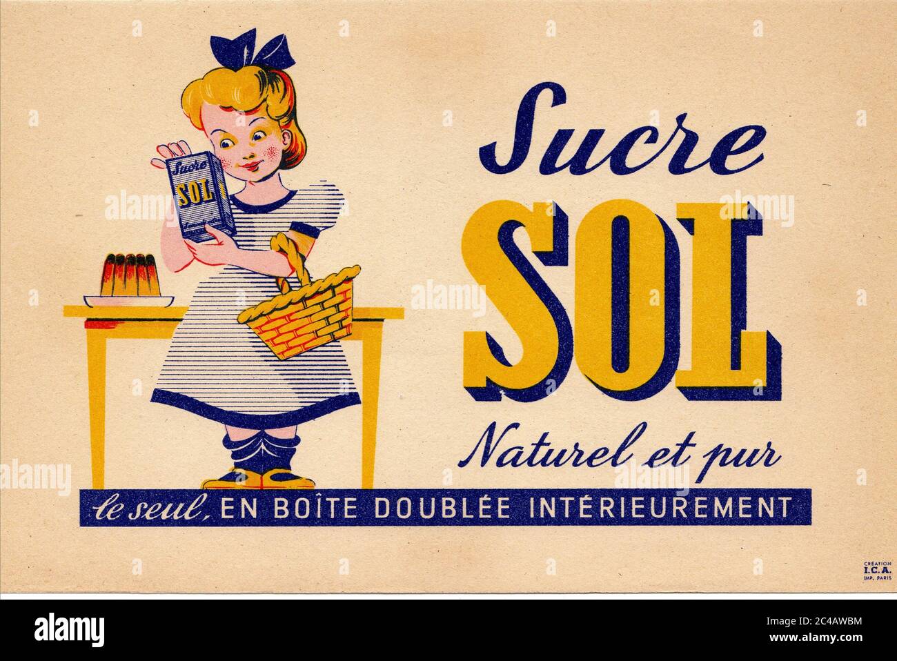 Buvard sucre Sol vers 1950 / Sol sugar blotter circa 1950 Stock Photo