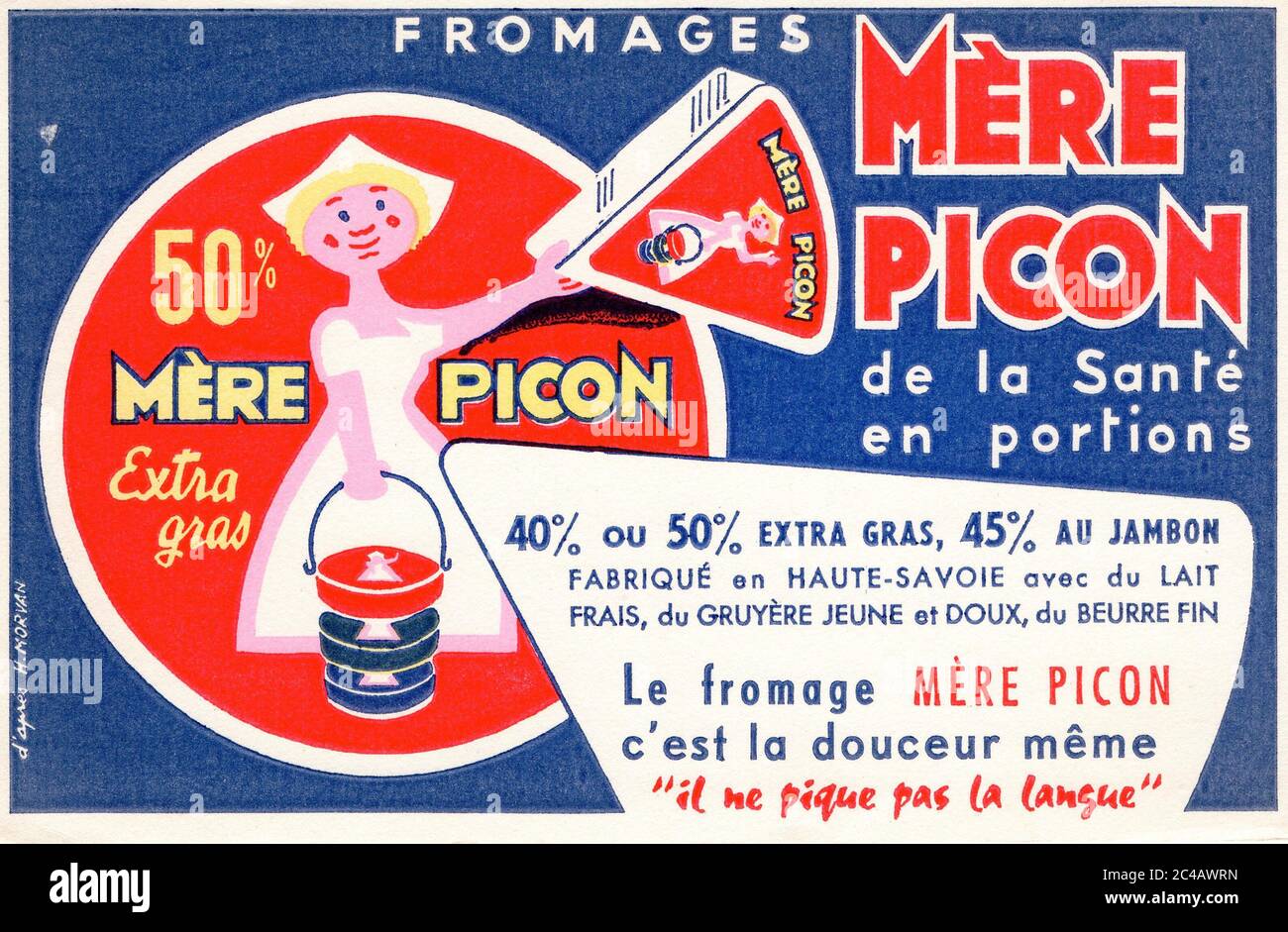 Buvard Fromage Fondu Mere Picon Vers 1955 Mere Picon Melted Cheese Blotter Circa 1955 Stock 