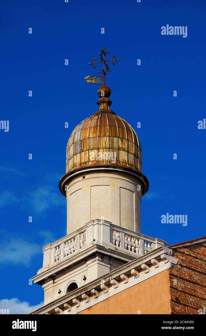 Baroque bell tower in Venice Stock Photo