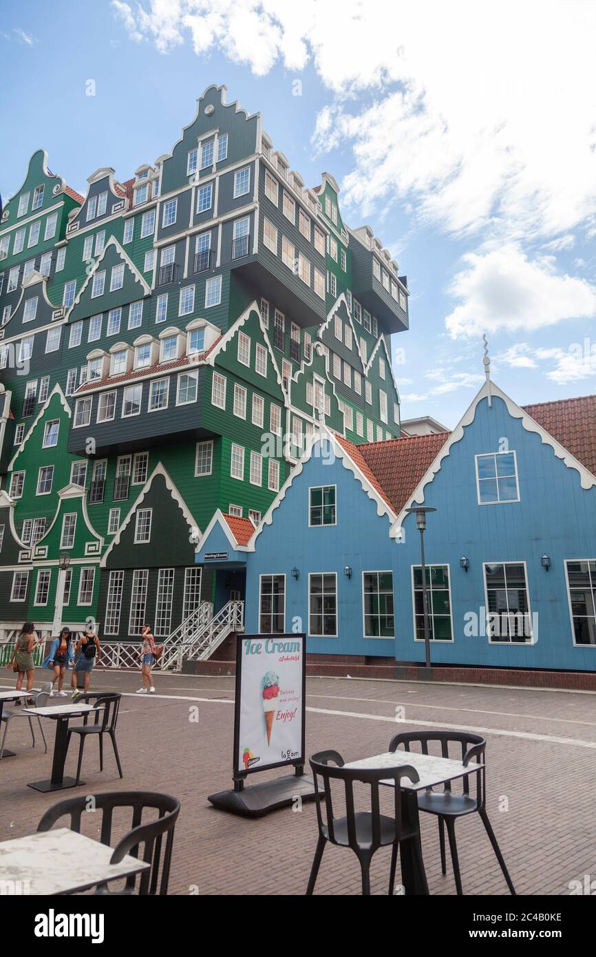 typical architecture of wooden multicolored houses in Zaandam ...