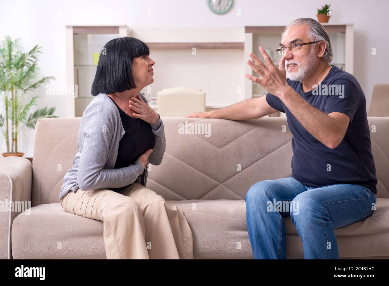 Old couple having argument at the home Stock Photo - Alamy