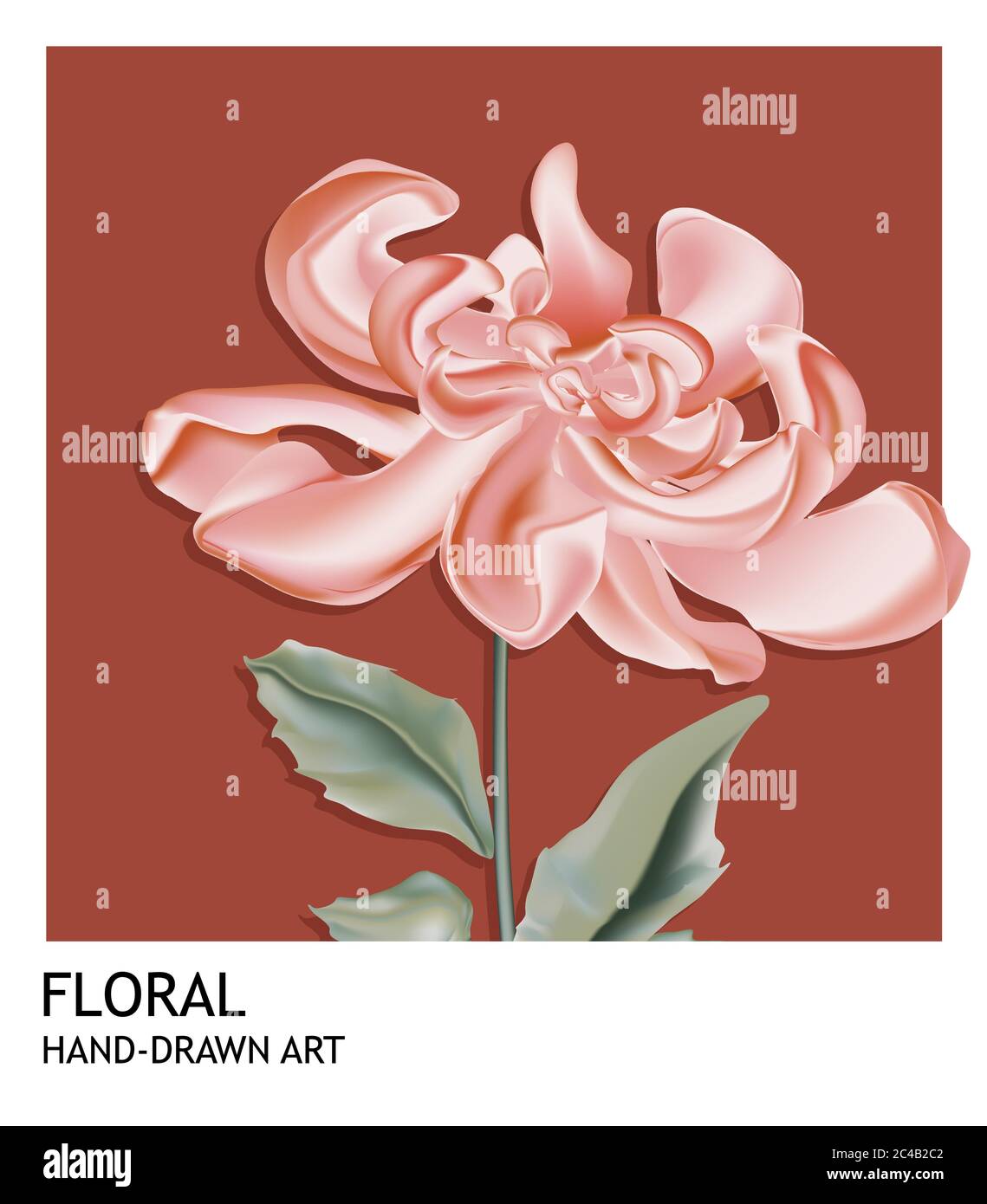 Botanical hand-drawn chrysanthemum and leaves card template design ...