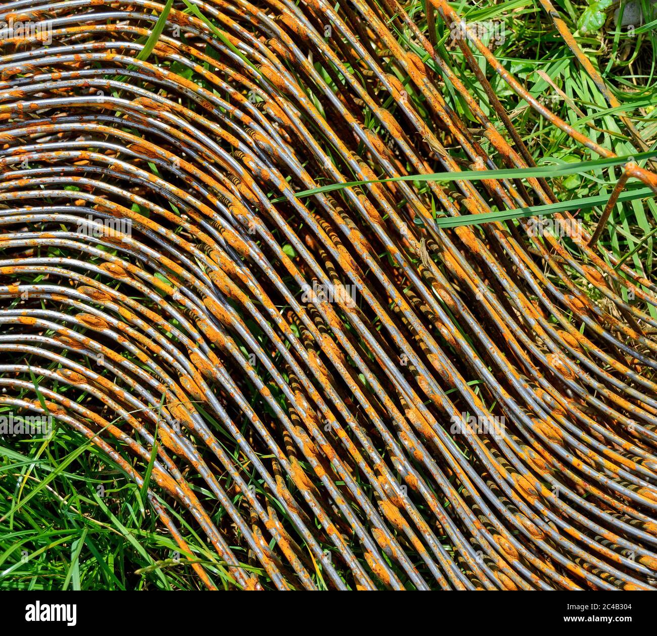 S-shaped  rusty steel wires as reinforcement for concrete Stock Photo