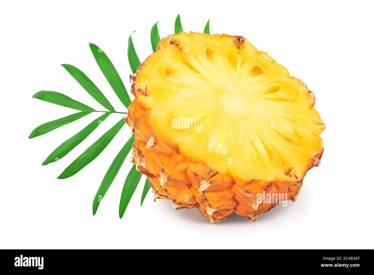 pineapple half isolated on white background with clipping path and full ...
