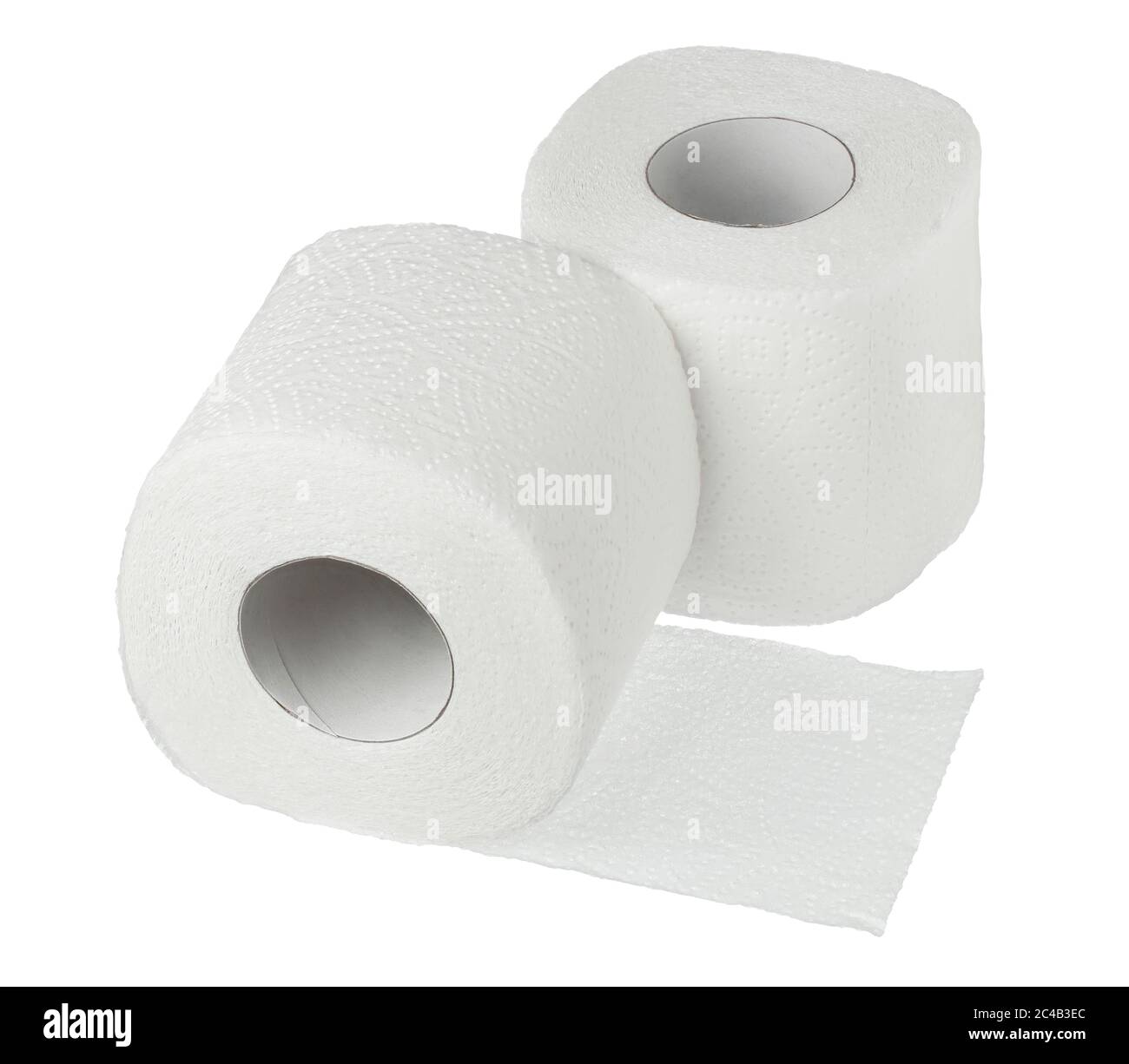 Roll of toilet paper or tissue isolated on white background with