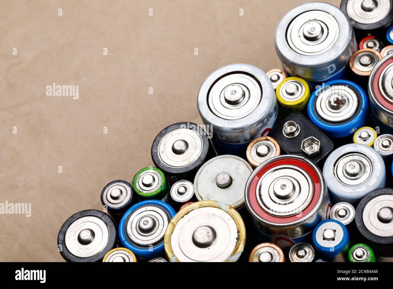 Dumped used batteries of various types (C AA AAA D 9V) collected for