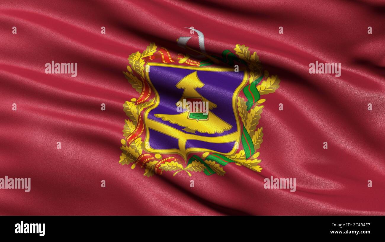 Flag of the Bryansk Administrative District, Russia, 3D illustration ...