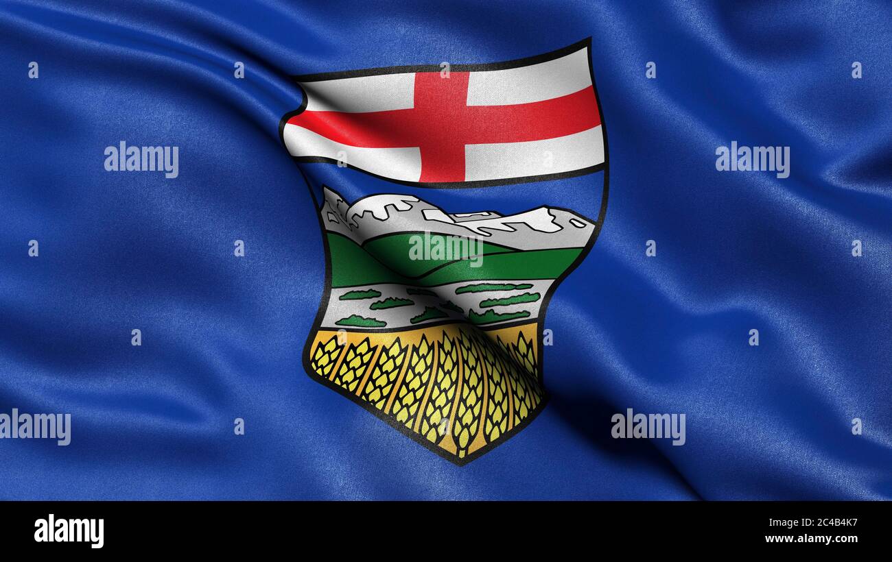 Flag of the Province of Alberta, Canada, 3D illustration Stock Photo