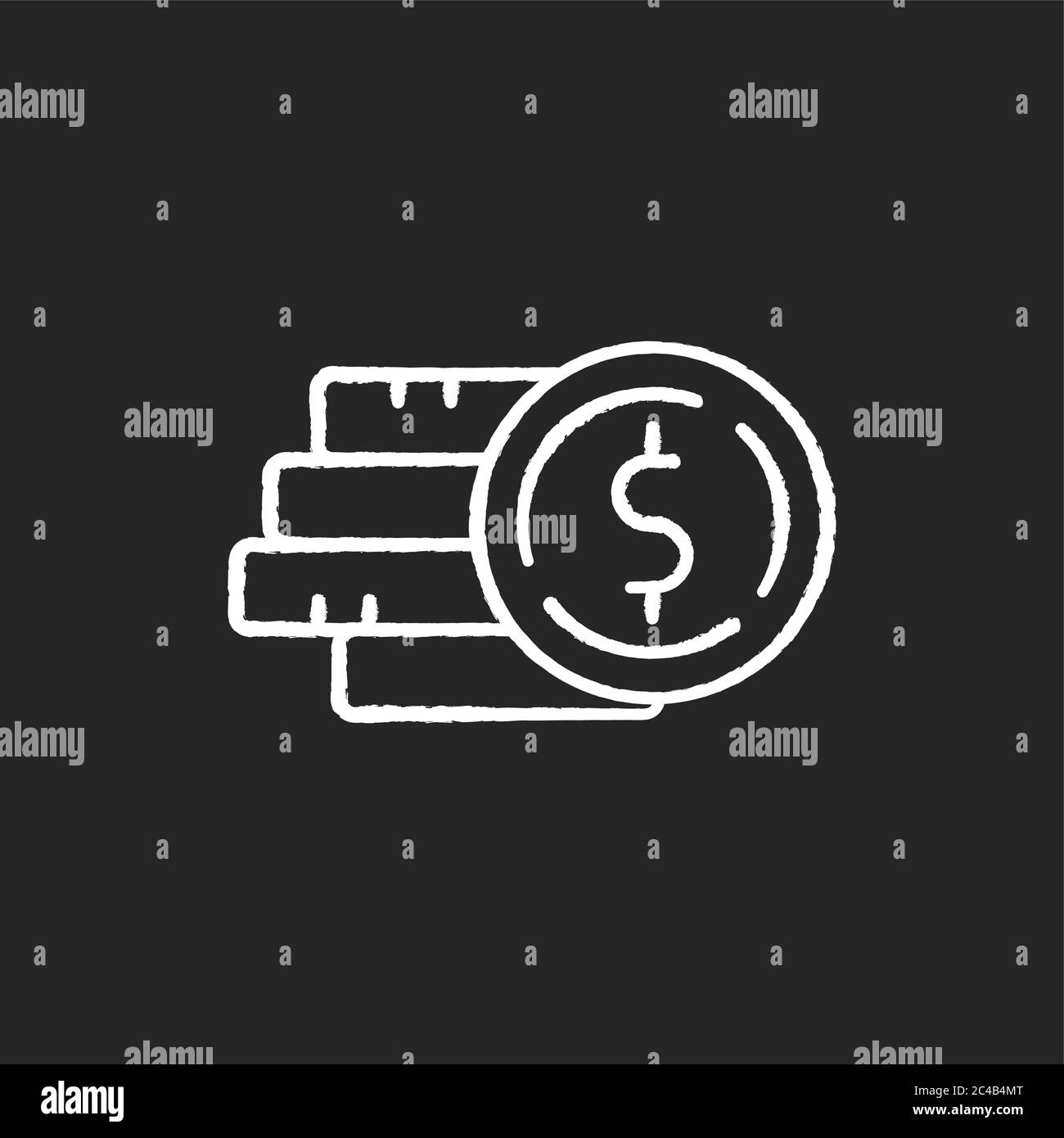 Pile of money chalk white icon on black background Stock Vector