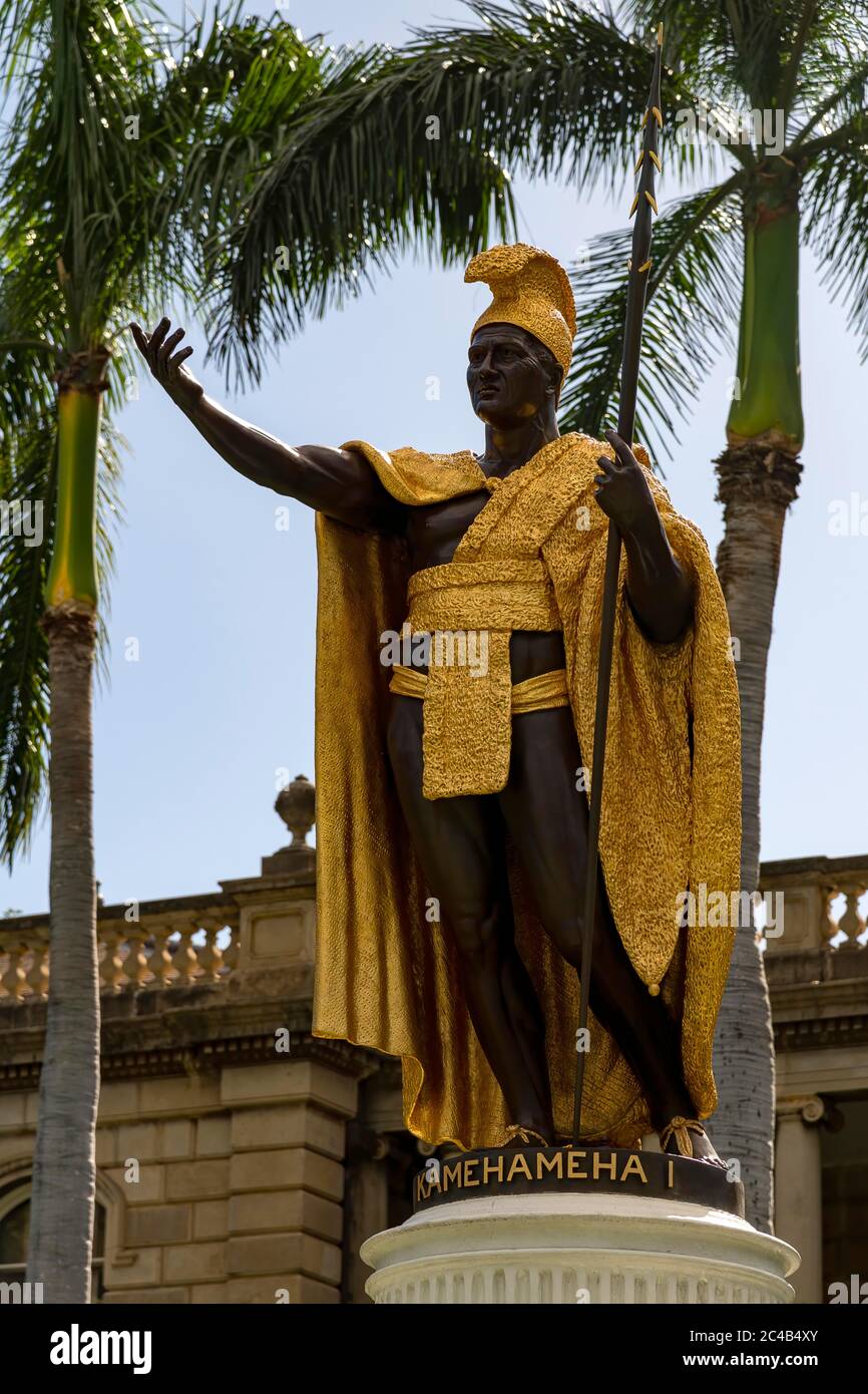 Kamehameha I statue, Honolulu, Oahu, Hawaii Stock Photo Alamy