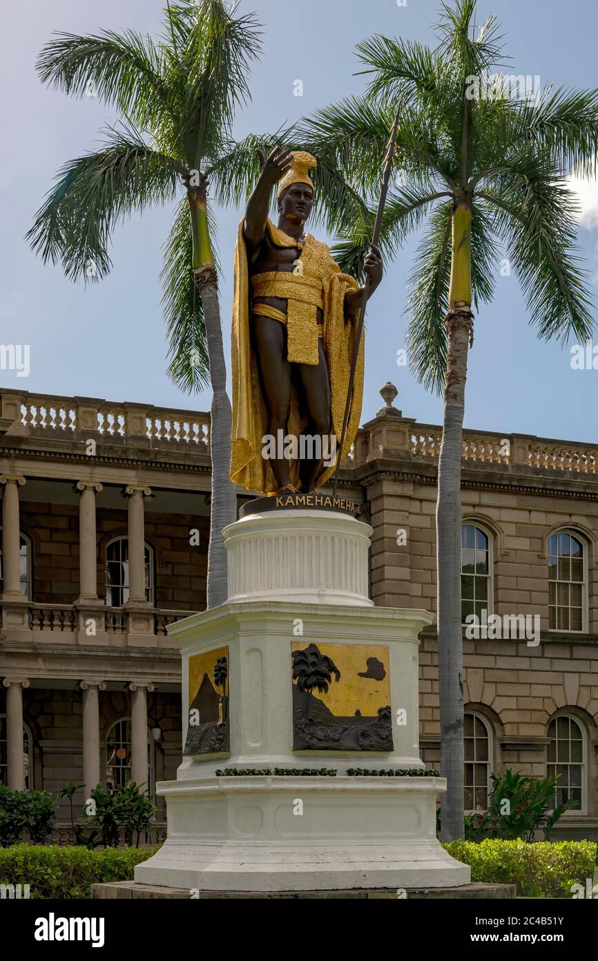 Kamehameha I statue, Honolulu, Oahu, Hawaii Stock Photo Alamy