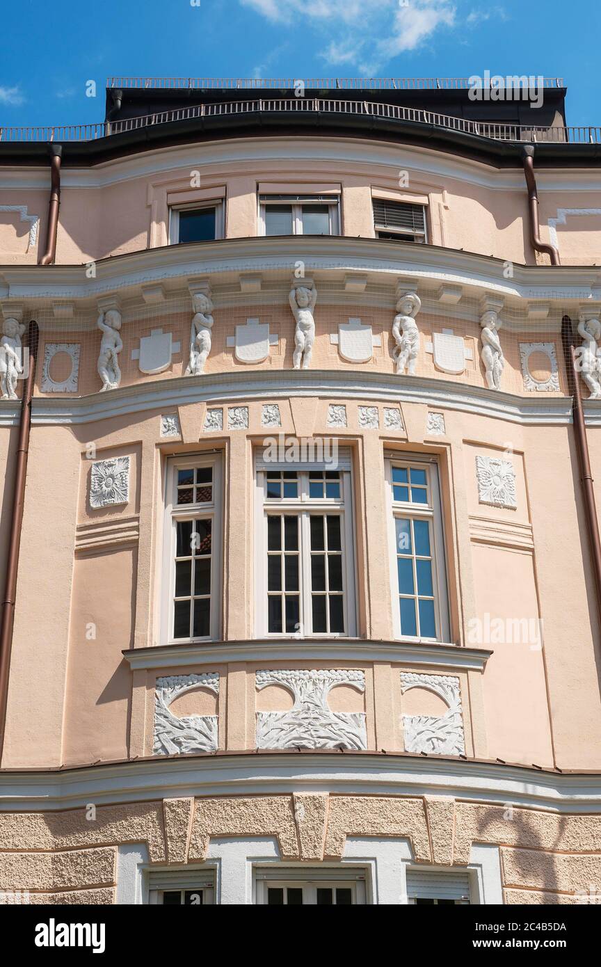 Art Nouveau house facade, Munich, Upper Bavaria, Bavaria, Germany Stock Photo