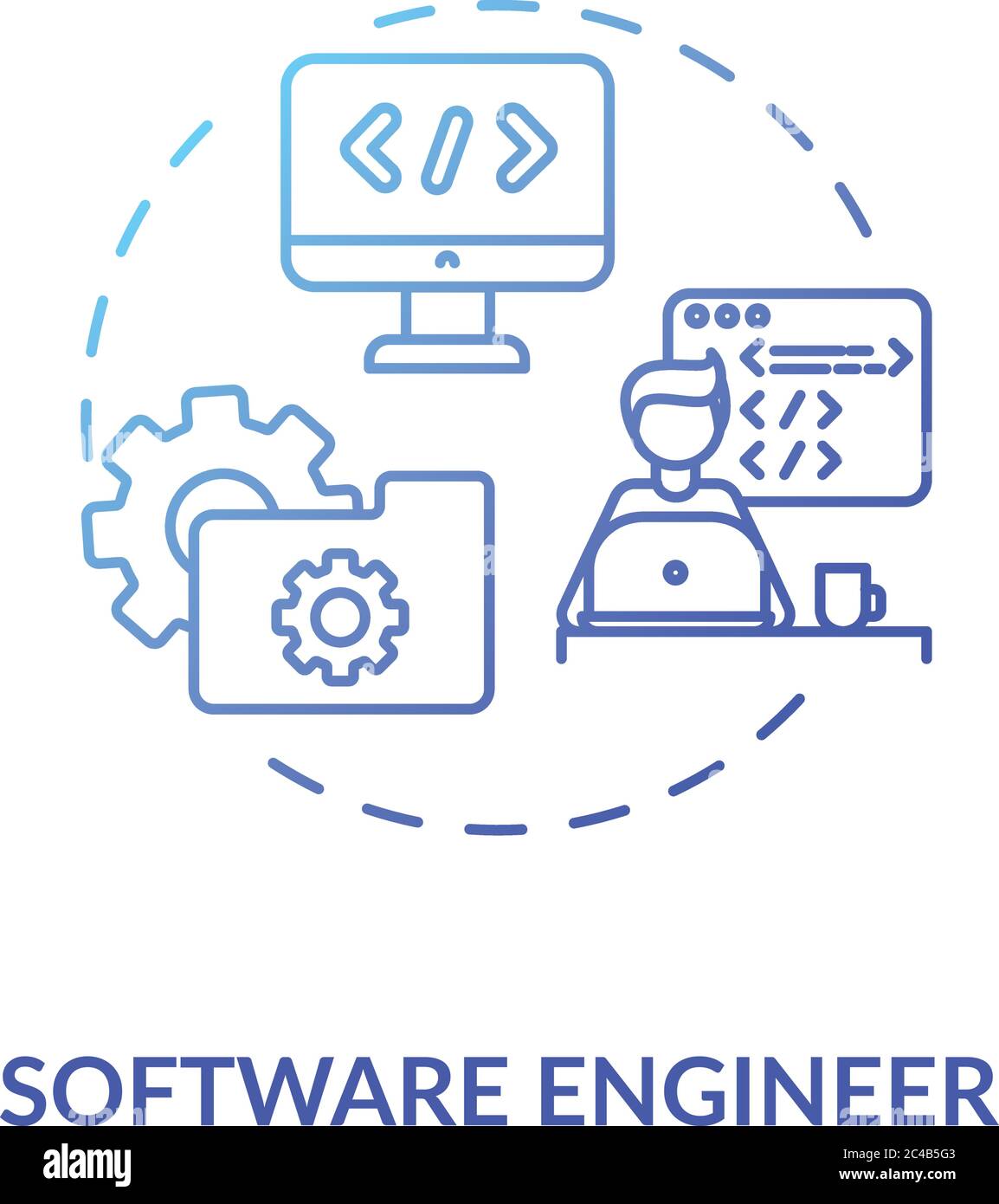 Software engineer blue gradient concept icon. Source code Stock Vector ...