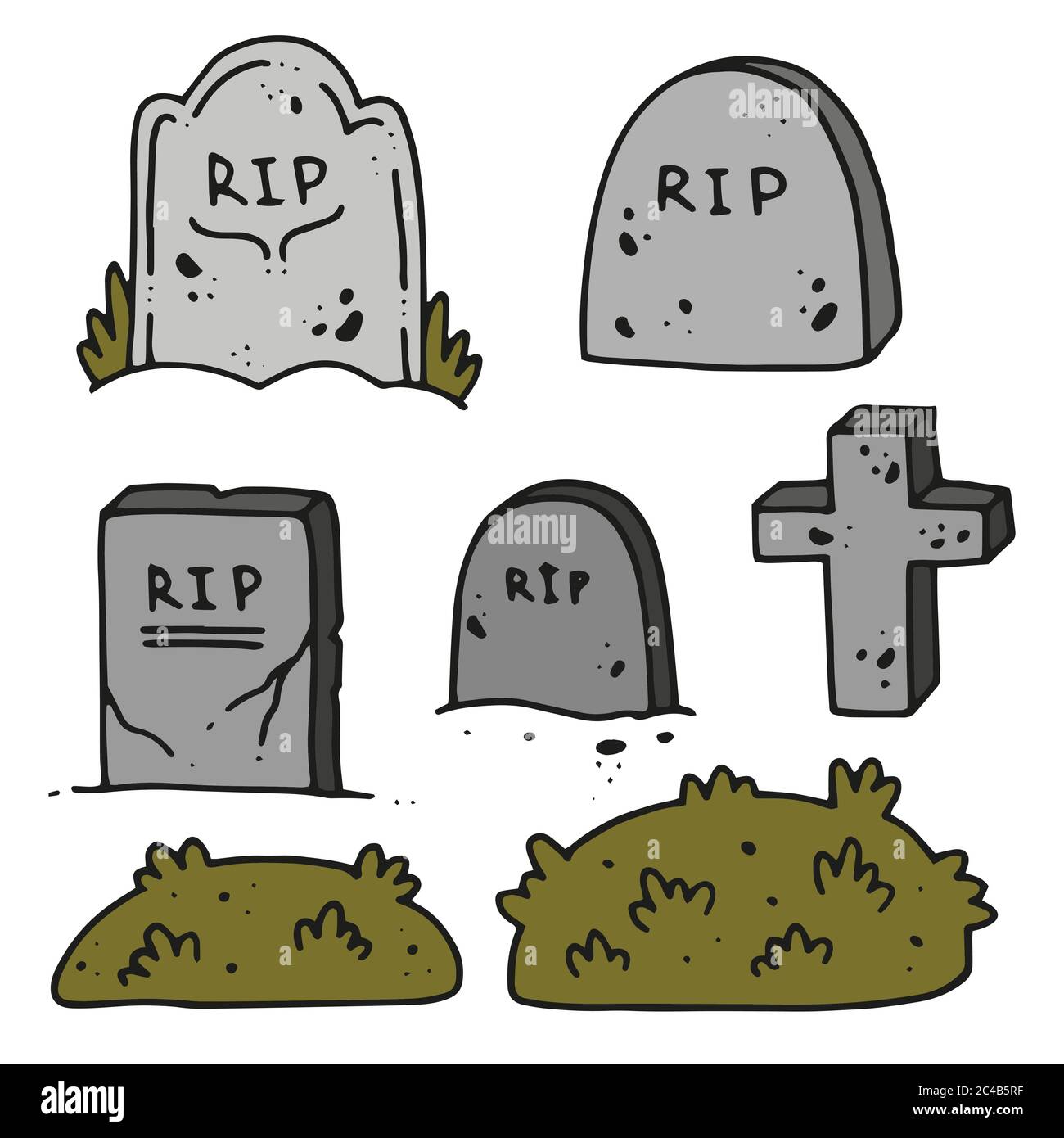 Vector set of graves for Halloween posters. Stock Vector