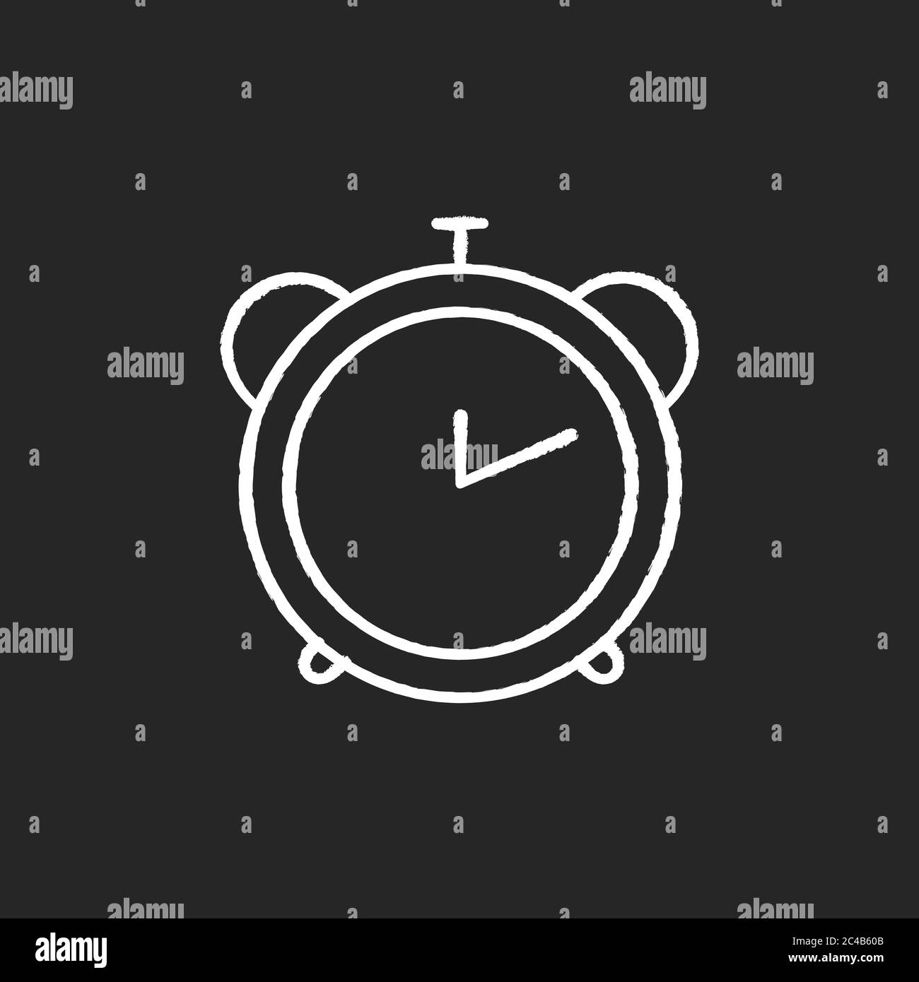 Alarm clock chalk white icon on black background Stock Vector Image ...