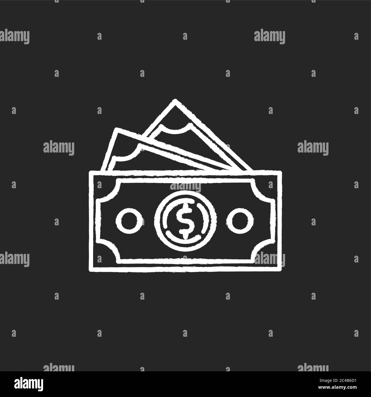 Dollar banknotes chalk white icon on black background Stock Vector