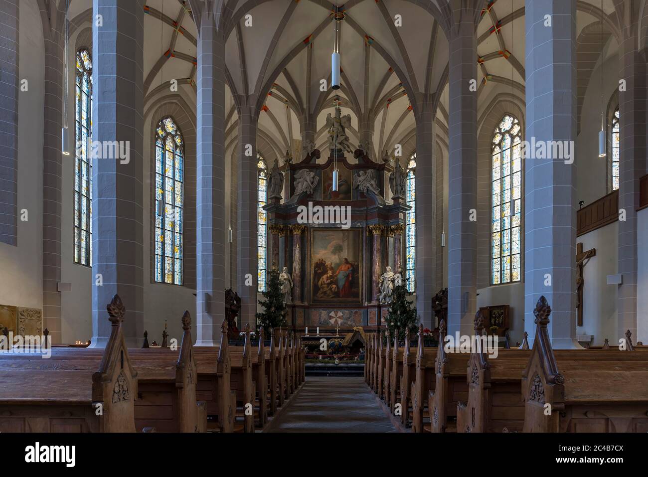 High altar in the catholic part of the simultaneous church in the gothic cathedral St. Petri, Bautzen, Upper Lusatia, Saxony, Germany Stock Photo