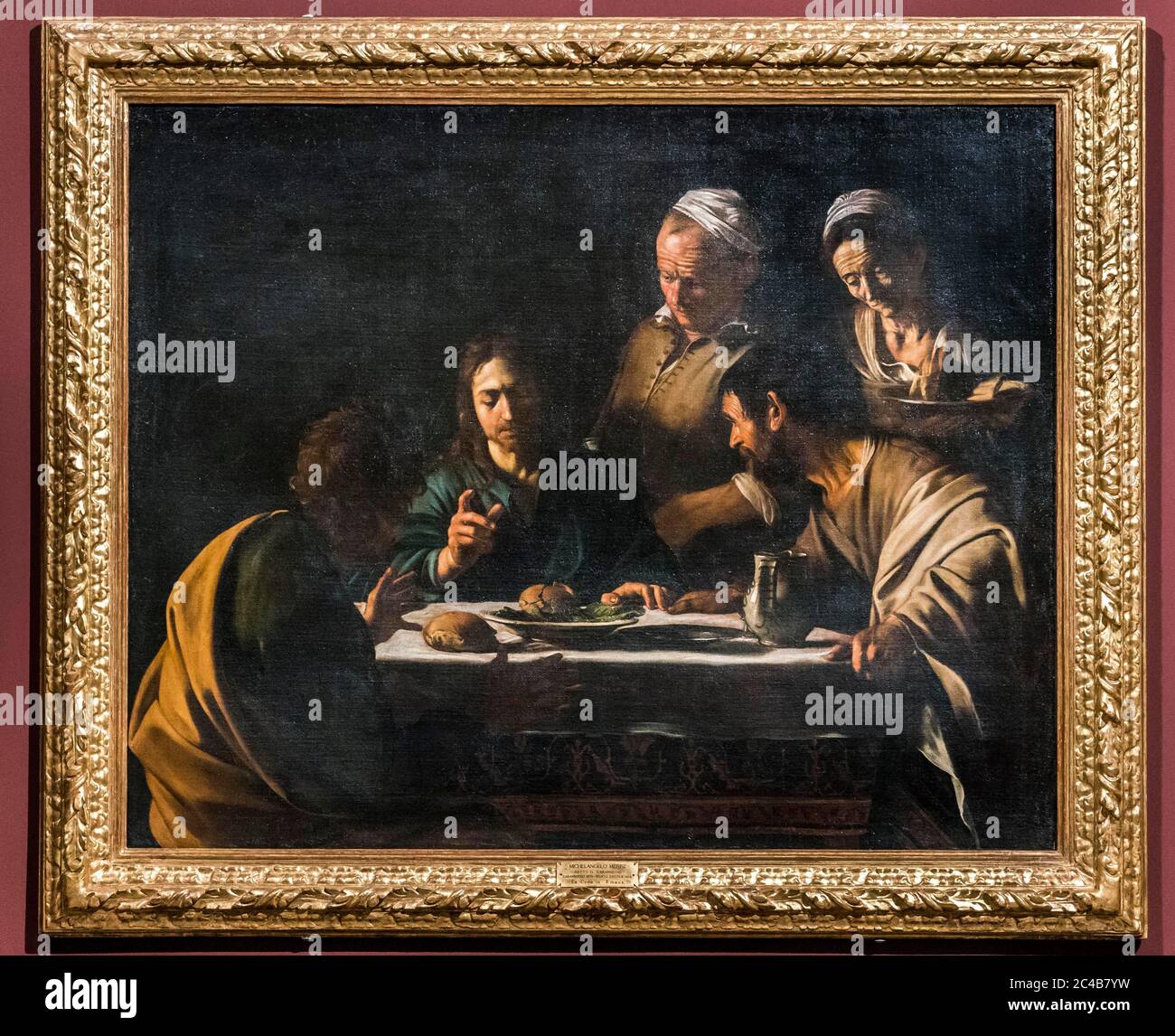 Cena in Emmaus, Evening Painting in Emmaus, painting by Michelangelo Merisi da Caravaggio called Caravaggio, 1571 - 1610, early baroque, Pinacoteca Stock Photo