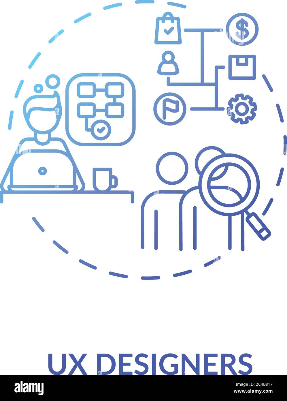 UX designer blue gradient concept icon. Software experience for